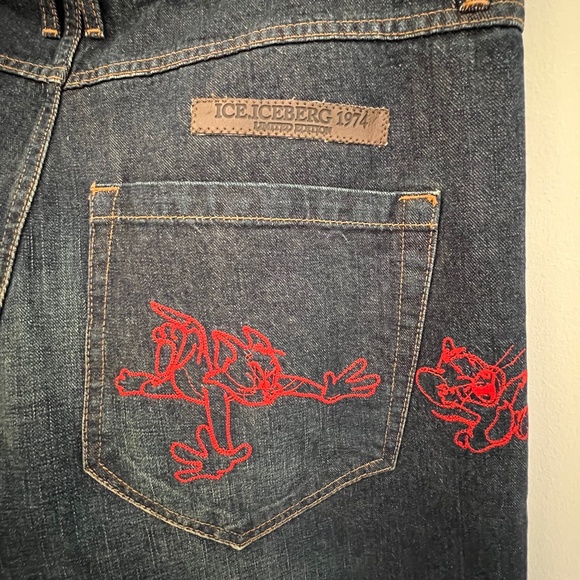 ICE ICEBERG - BNWT - Vintage Faded Jeans - Tom & Jerry Embroidered - Men's 36 - Picture 1 of 16